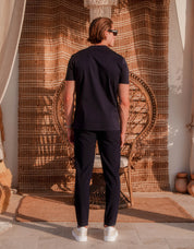 Crest Embroidered Mercerised T-Shirt - Navy