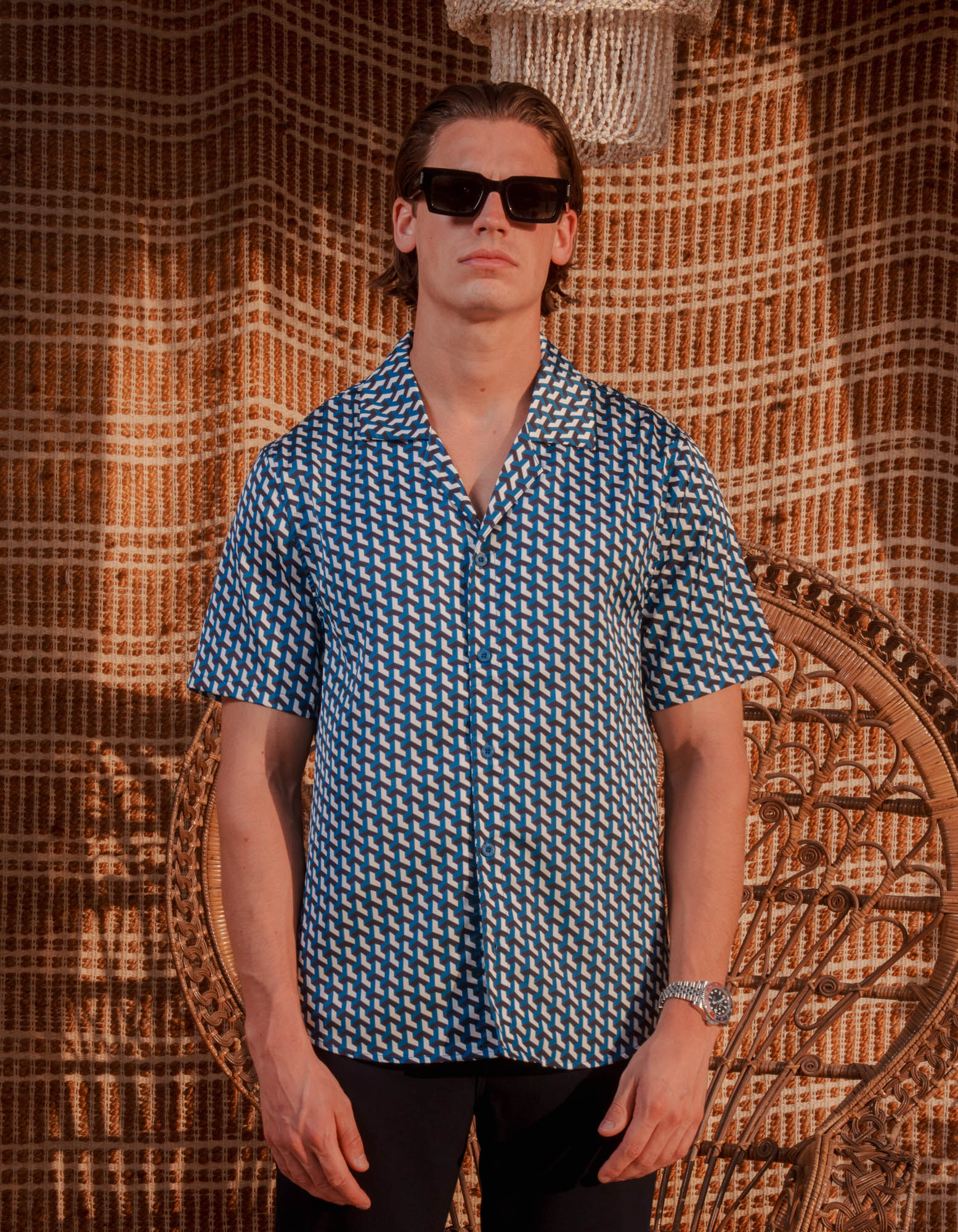 Illusion Print Shirt - Blue