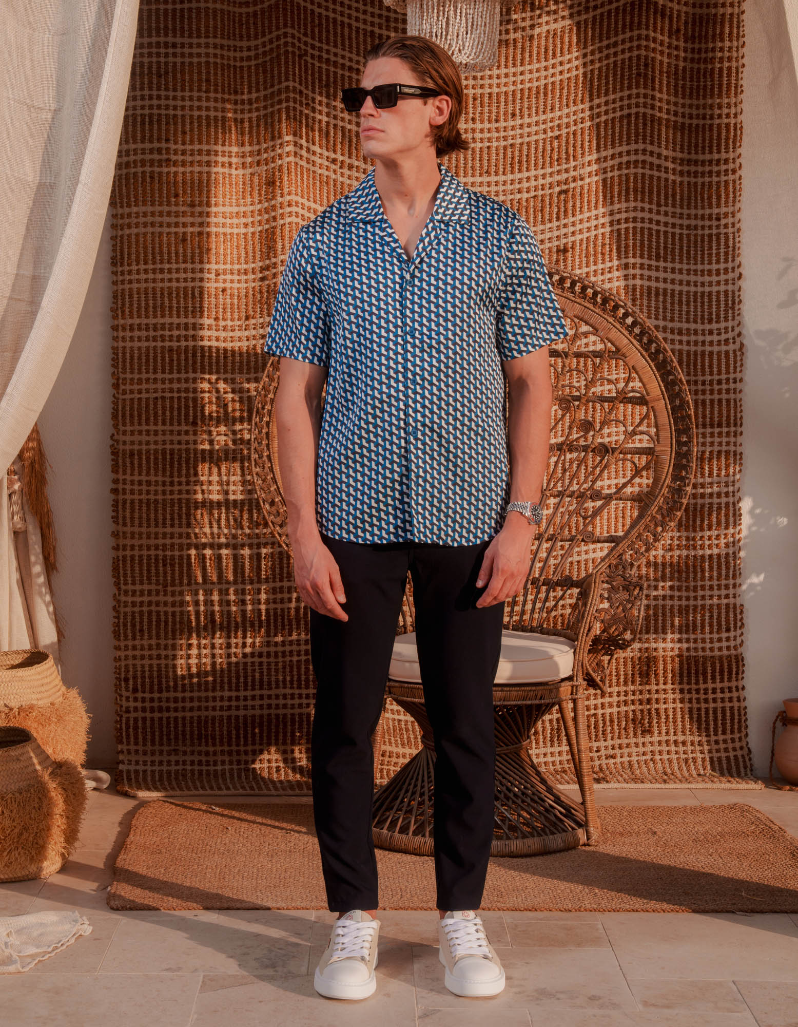 Illusion Print Shirt - Blue