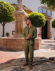 Duane Cotton Gauze Drawstring Trouser - Khaki