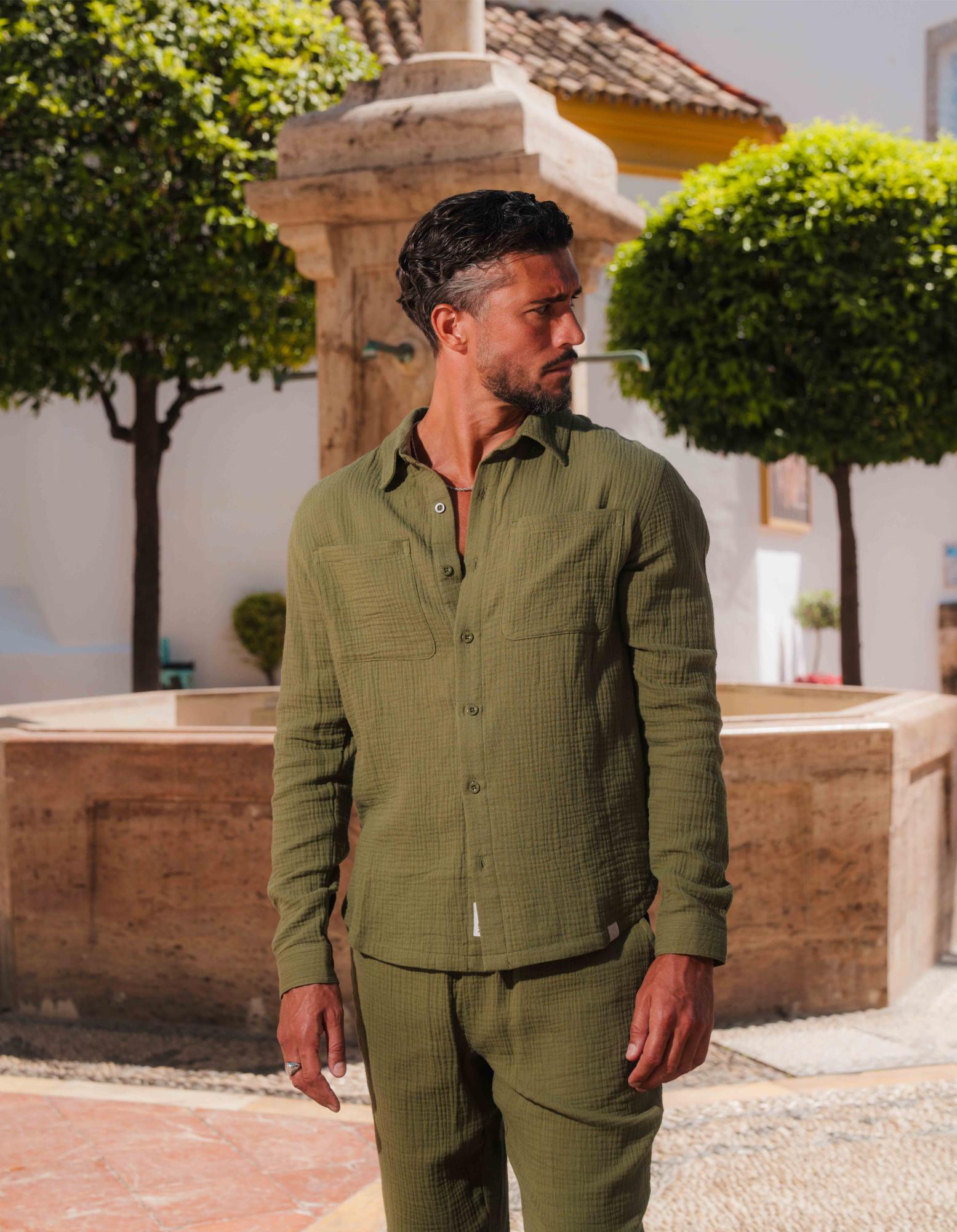 Duane Cotton Gauze L/S Shirt - Khaki