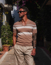 Fletcher Mixed Knit Polo - Brown