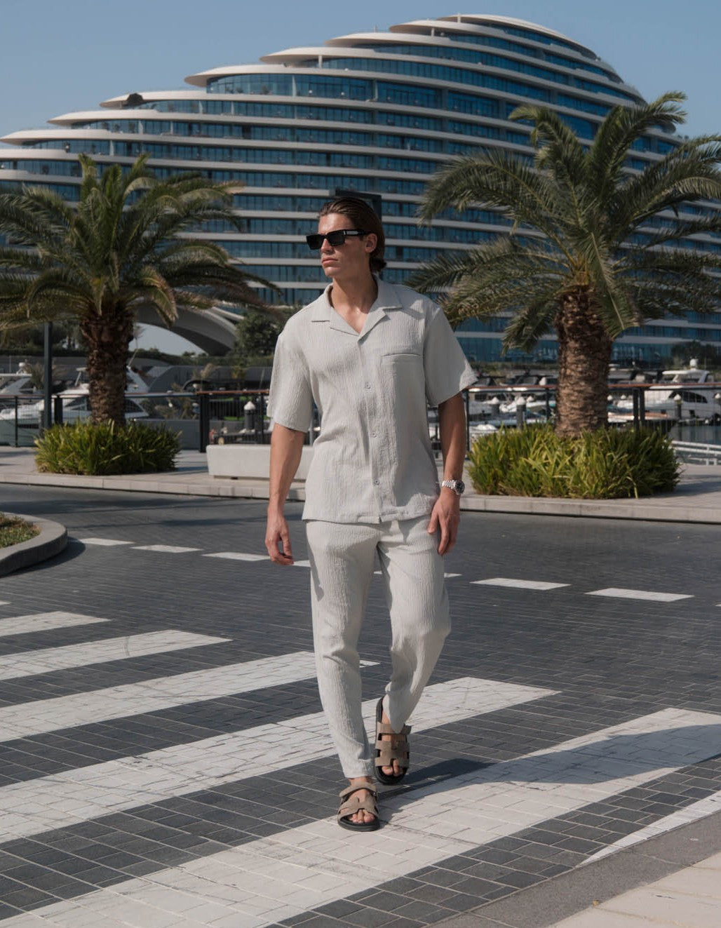 Hassan Seersucker Trouser - Grey