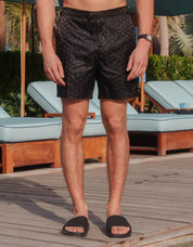 Jacquard Illusion Side Adjuster Swimshort - Black