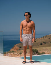 Chain Print Side Adjuster Swimshort - Brown