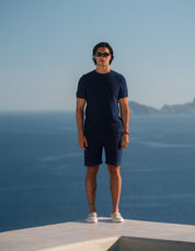 Alfonso Patterned Knit T-Shirt - Navy