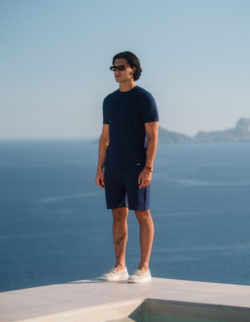 Alfonso Patterned Knit Short - Navy