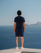 Alfonso Patterned Knit T-Shirt - Navy