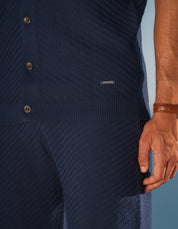 Alfonso Patterned Knit Shirt - Navy