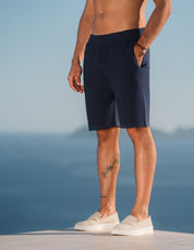 Alfonso Patterned Knit Short - Navy