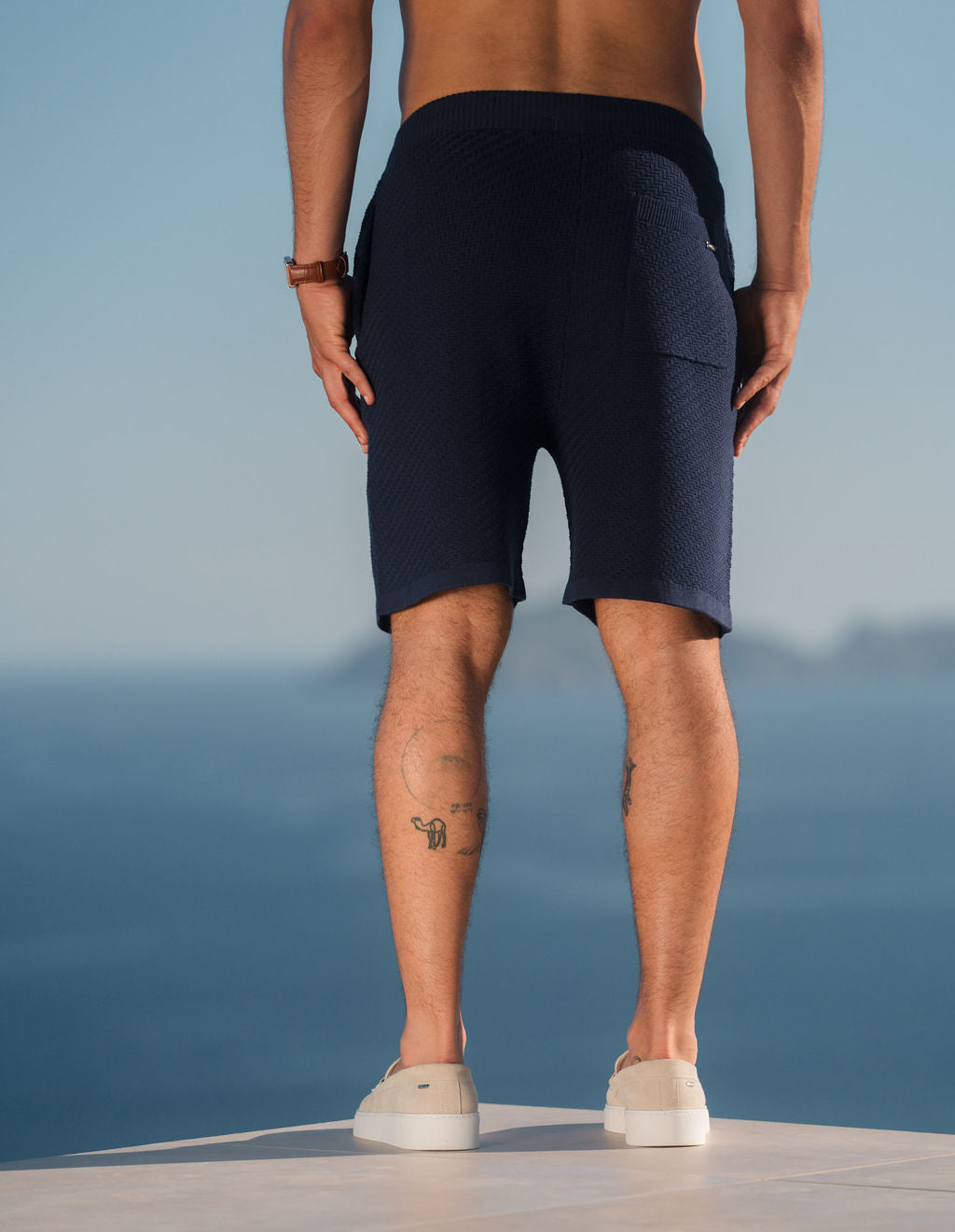 Alfonso Patterned Knit Short - Navy