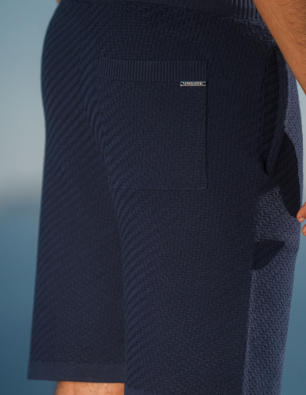 Alfonso Patterned Knit Short - Navy