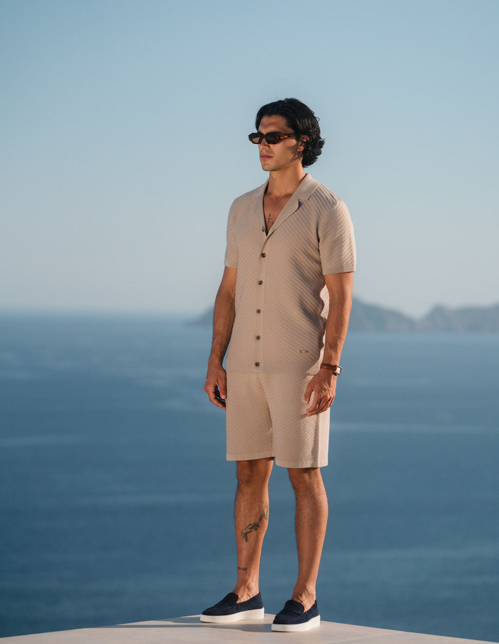 Alfonso Patterned Knit Shirt - Stone