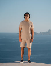 Alfonso Patterned Knit T-Shirt - Stone