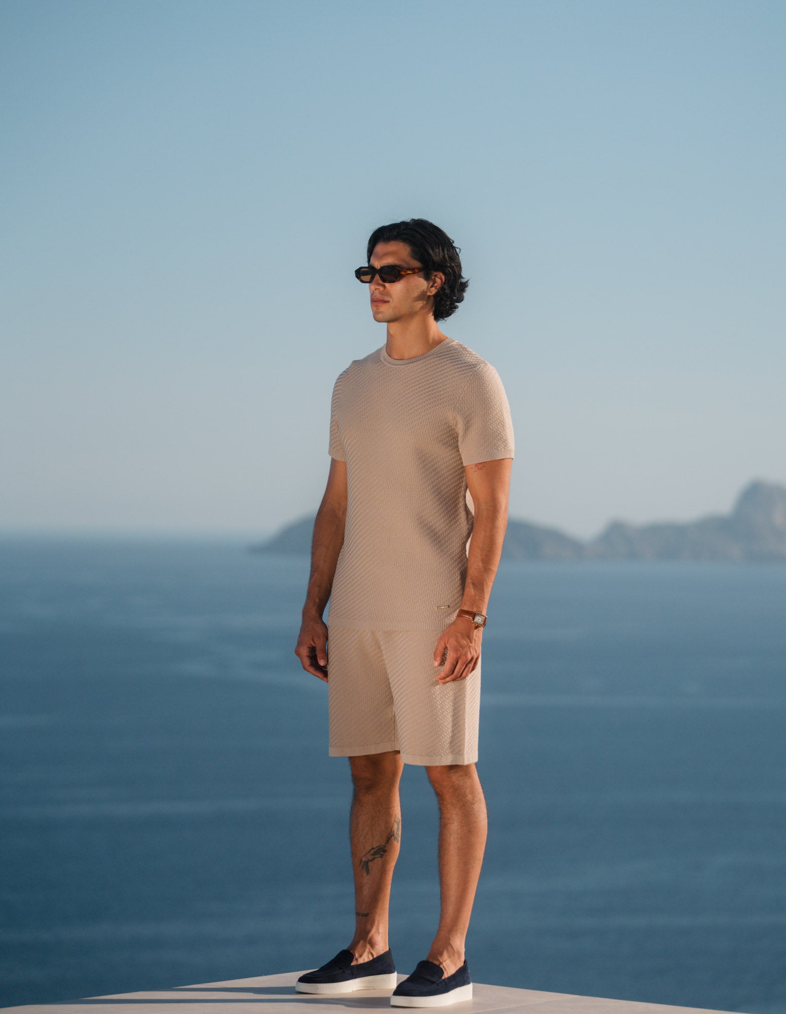 Alfonso Patterned Knit T-Shirt - Stone
