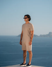 Alfonso Patterned Knit T-Shirt - Stone