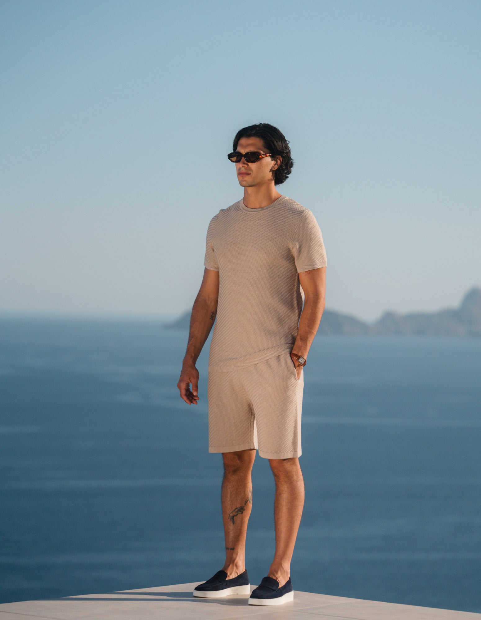 Alfonso Patterned Knit Short - Stone