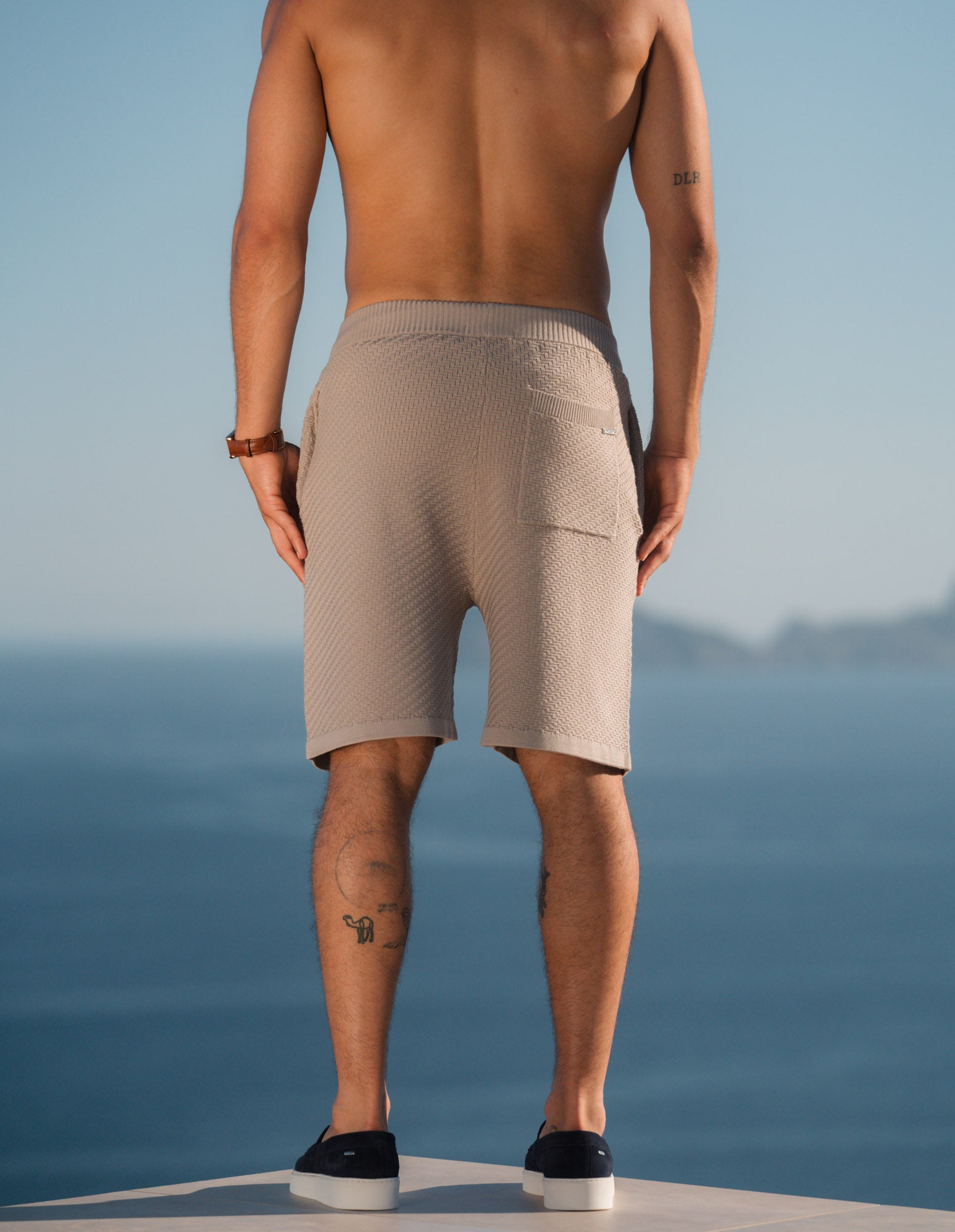 Alfonso Patterned Knit Short - Stone