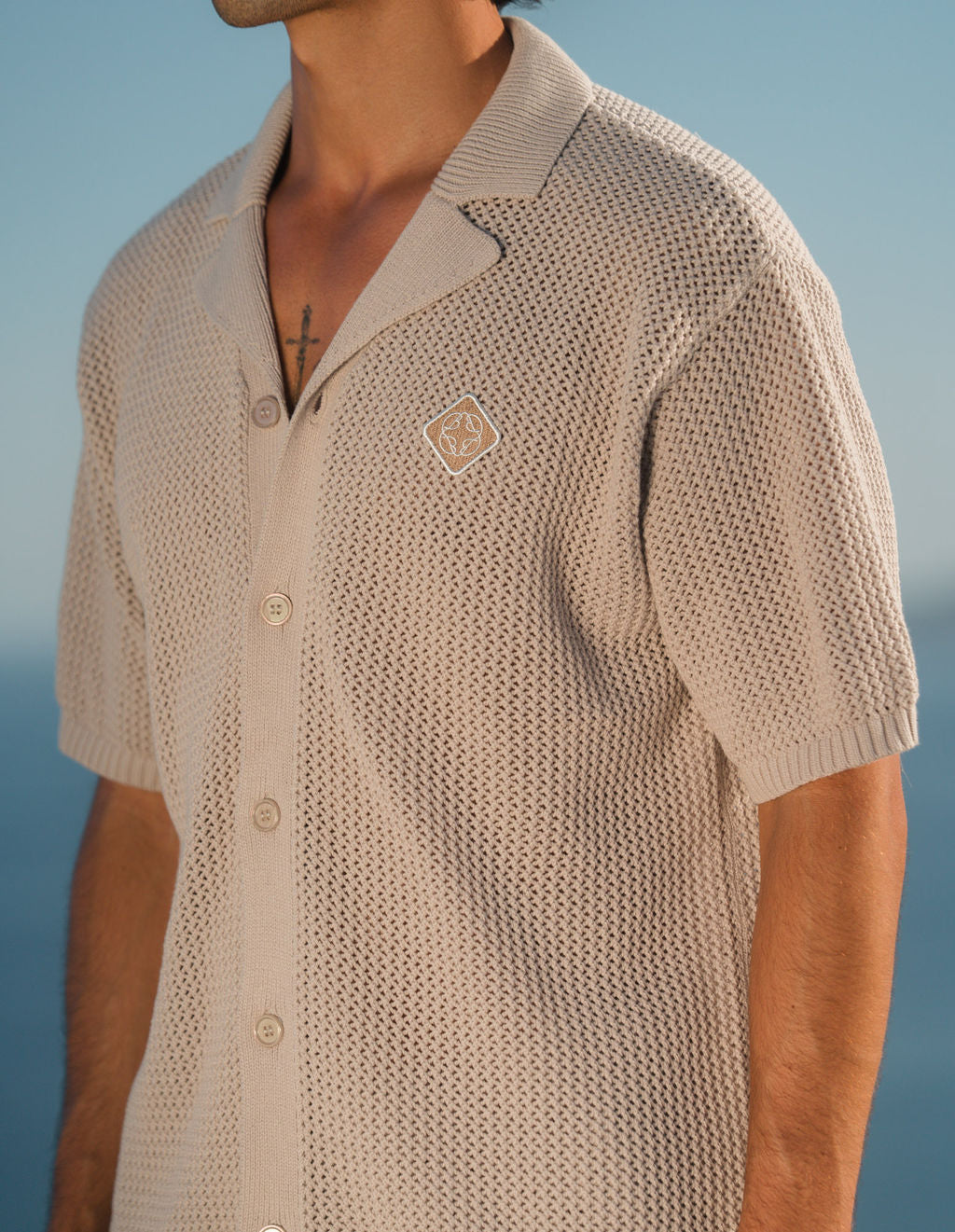 Leon Crochet Shirt - Taupe