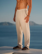 Duane Cotton Gauze Drawstring Trouser - Sand