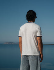 Hector Slub Texture Ringer T-Shirt - White/Navy
