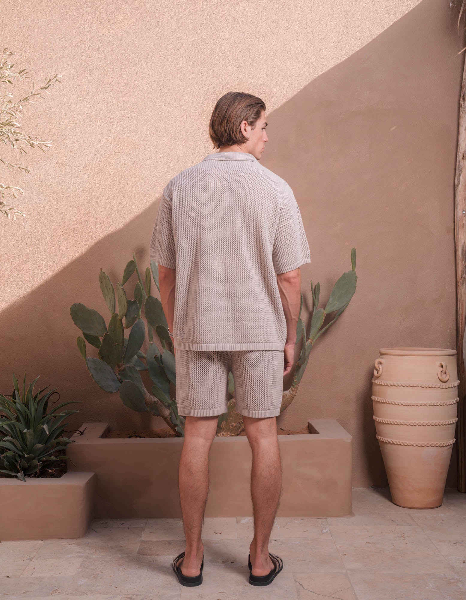 Leon Crochet Shirt - Taupe