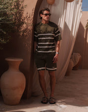 St.Tropez Crochet T-Shirt - Olive/Ecru