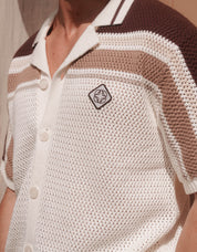 Tennis Crochet Shirt - White/Brown