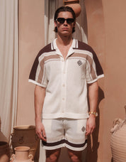 Tennis Crochet Shirt - White/Brown