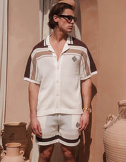 Tennis Crochet Shirt - White/Brown