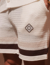 Tennis Crochet Short - White/Brown