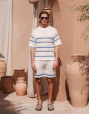 St.Tropez Crochet T-Shirt - White/Blue