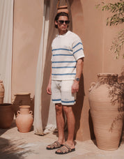 St.Tropez Crochet T-Shirt - White/Blue