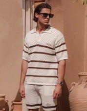 St.Tropez Crochet Polo - Ecru/Mocha