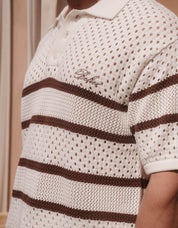 St.Tropez Crochet Polo - Ecru/Mocha