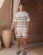 St.Tropez Crochet T-Shirt - Ecru/Mocha