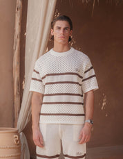 St.Tropez Crochet T-Shirt - Ecru/Mocha