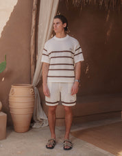 St.Tropez Crochet T-Shirt - Ecru/Mocha