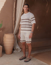 St.Tropez Crochet T-Shirt - Ecru/Mocha