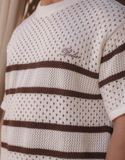 St.Tropez Crochet T-Shirt - Ecru/Mocha