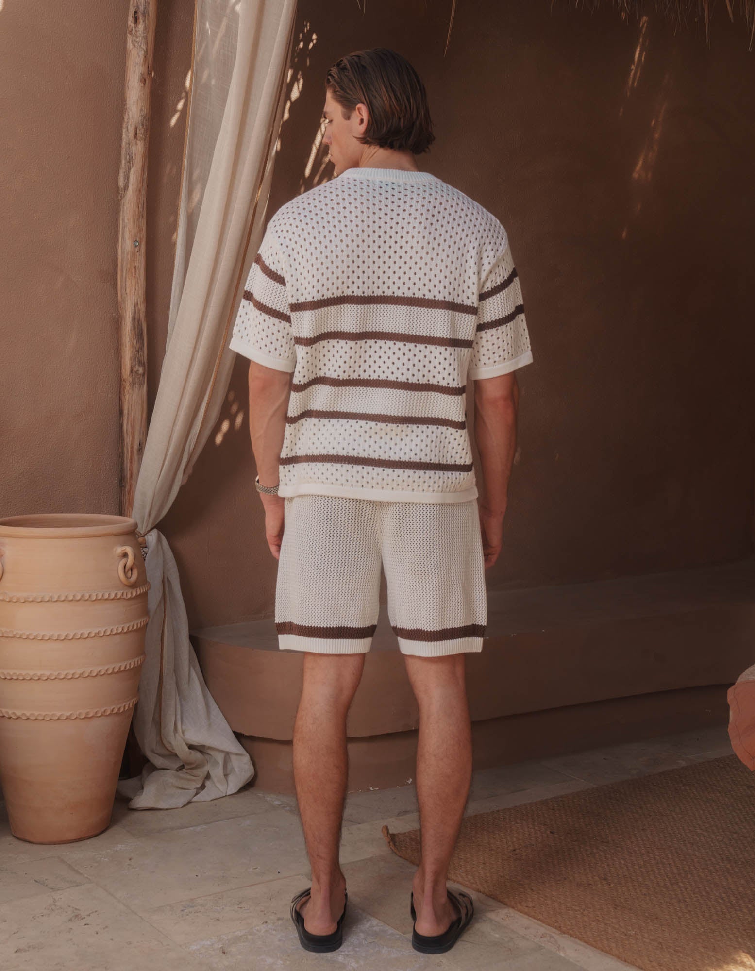 St.Tropez Crochet T-Shirt - Ecru/Mocha