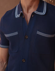 Andersson Open Stitch Resort Shirt - Navy
