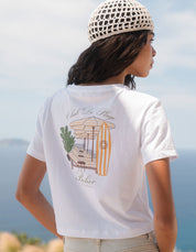 Beach Club Graphic Cropped Boxy T-Shirt - White