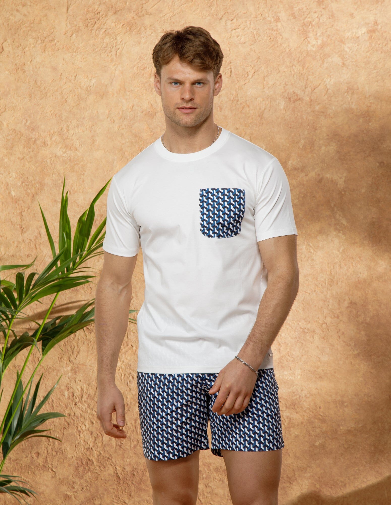 White/Light Blue Illusion Pocket T-Shirt