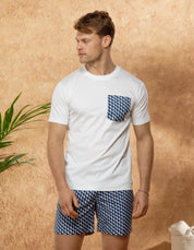 White/Light Blue Illusion Pocket T-Shirt