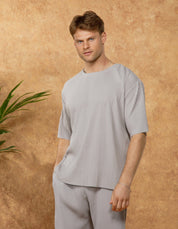 Grey Relaxed Pleated T-Shirt