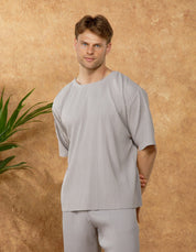 Grey Relaxed Pleated T-Shirt