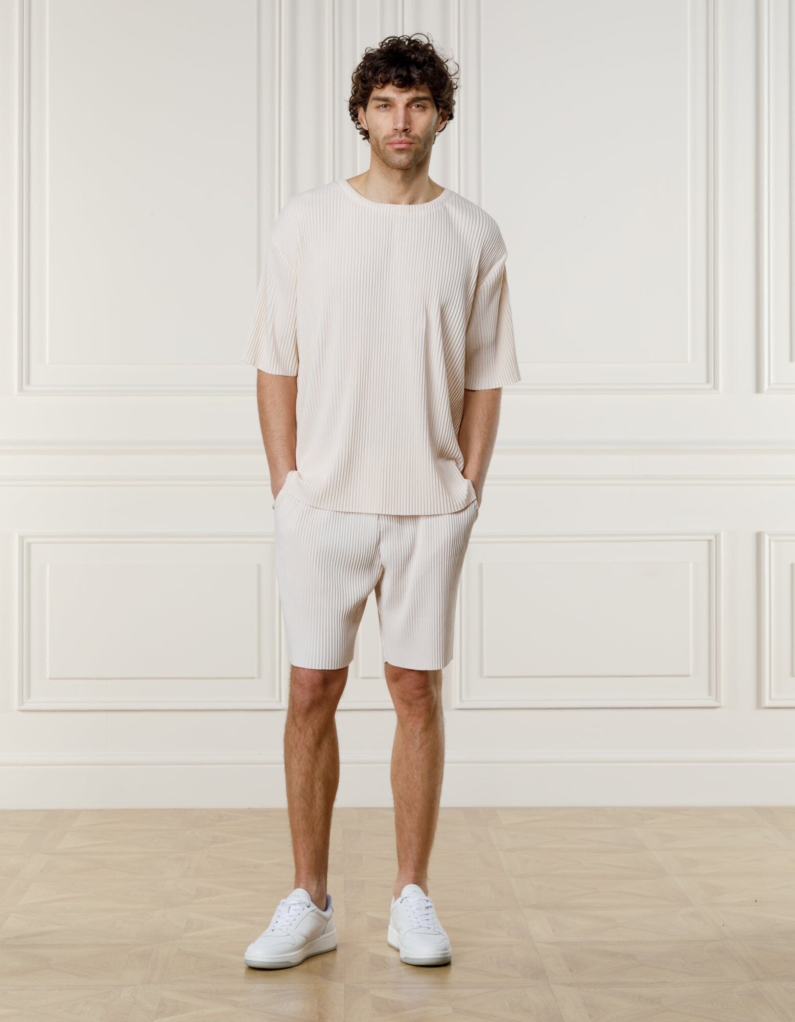 Ecru Relaxed Pleated T-Shirt