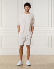 Ecru Relaxed Pleated T-Shirt