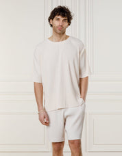 Ecru Relaxed Pleated T-Shirt